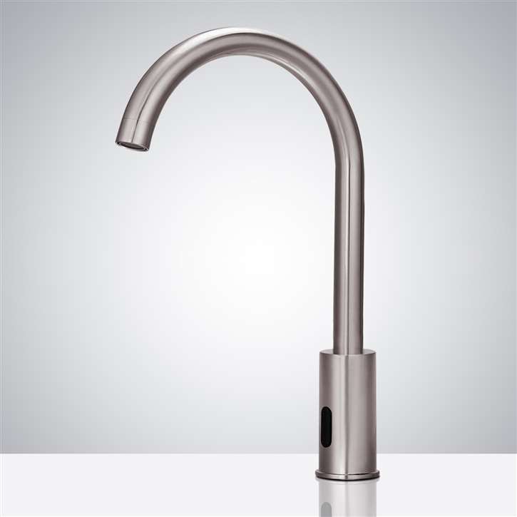 Goose Neck Commercial Automatic Brushed Nickel Sensor Faucet 